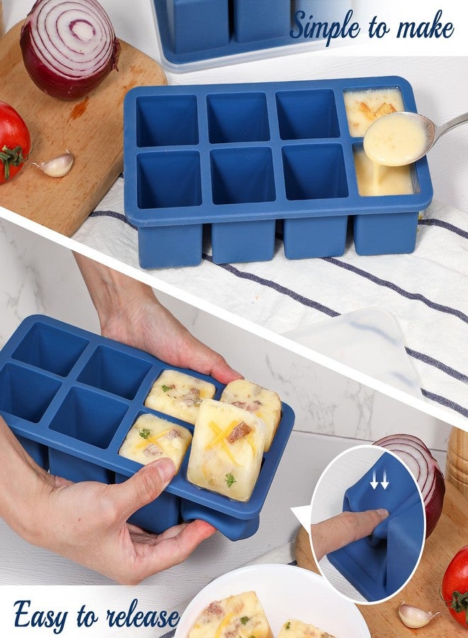 Koluti Nonstick Silicone Freezer Molds with Plastic Lid 2 Pack, 8 Soup Cubes Tray Sauce Ice Cube Mold Maker, Stackable Food Meal Prep Storage Container for Freezing, Dishwasher Safe & BPA Free - Image 5